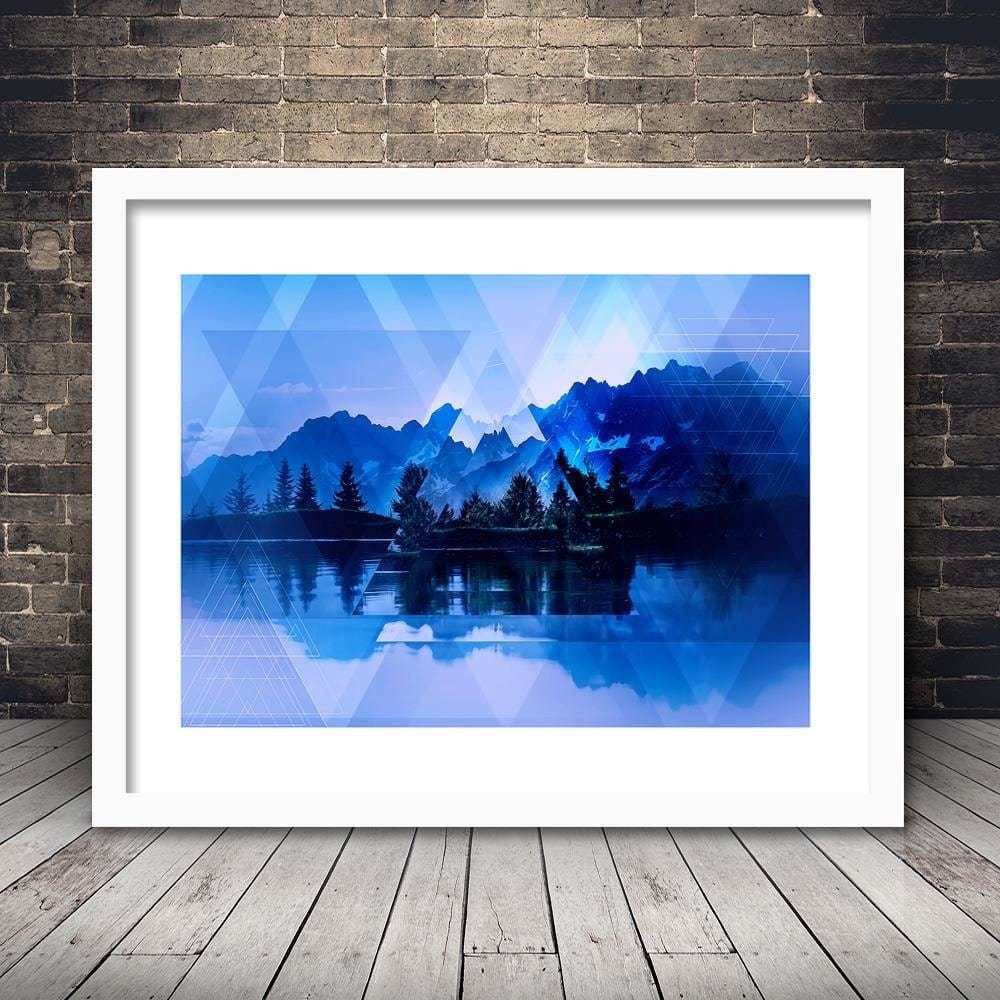 Glezna baltā rāmī - A Lake In The Mountains 1  Home Trends DECO