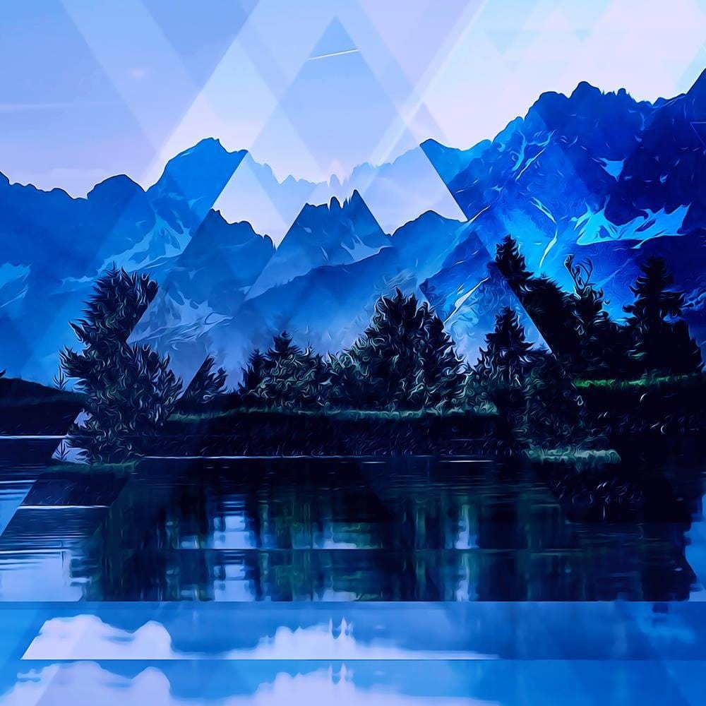 Glezna baltā rāmī - A Lake In The Mountains 1  Home Trends DECO