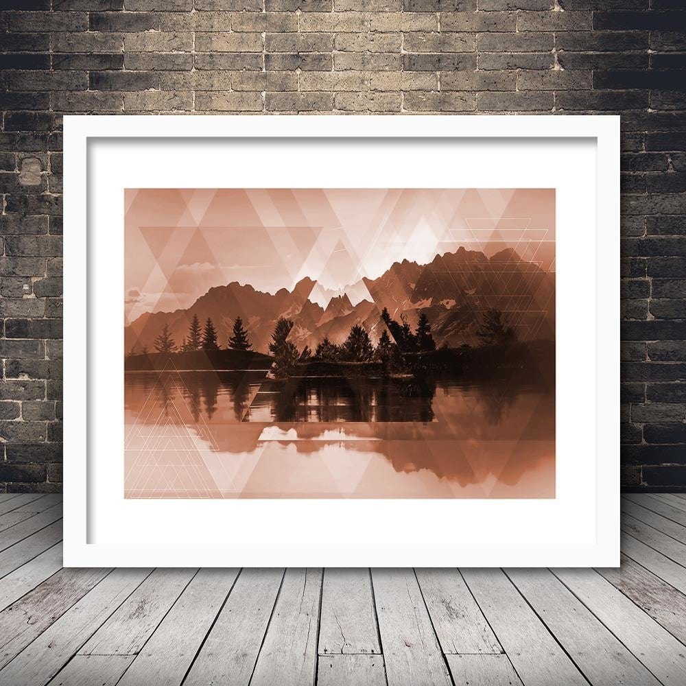 Glezna baltā rāmī - A Lake In The Mountains 2  Home Trends DECO