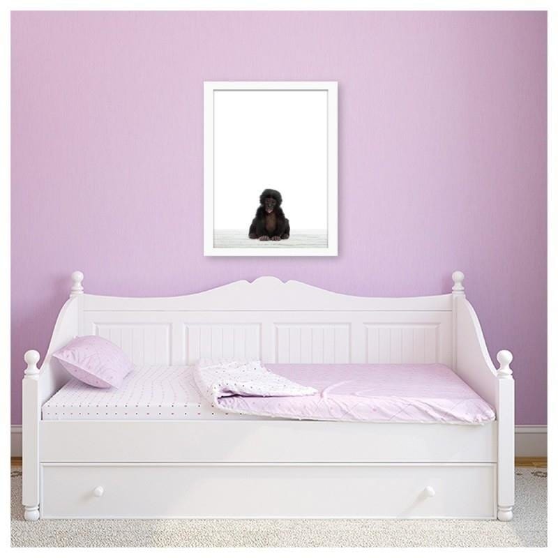Glezna baltā rāmī - A little chimpanzee.  Home Trends DECO