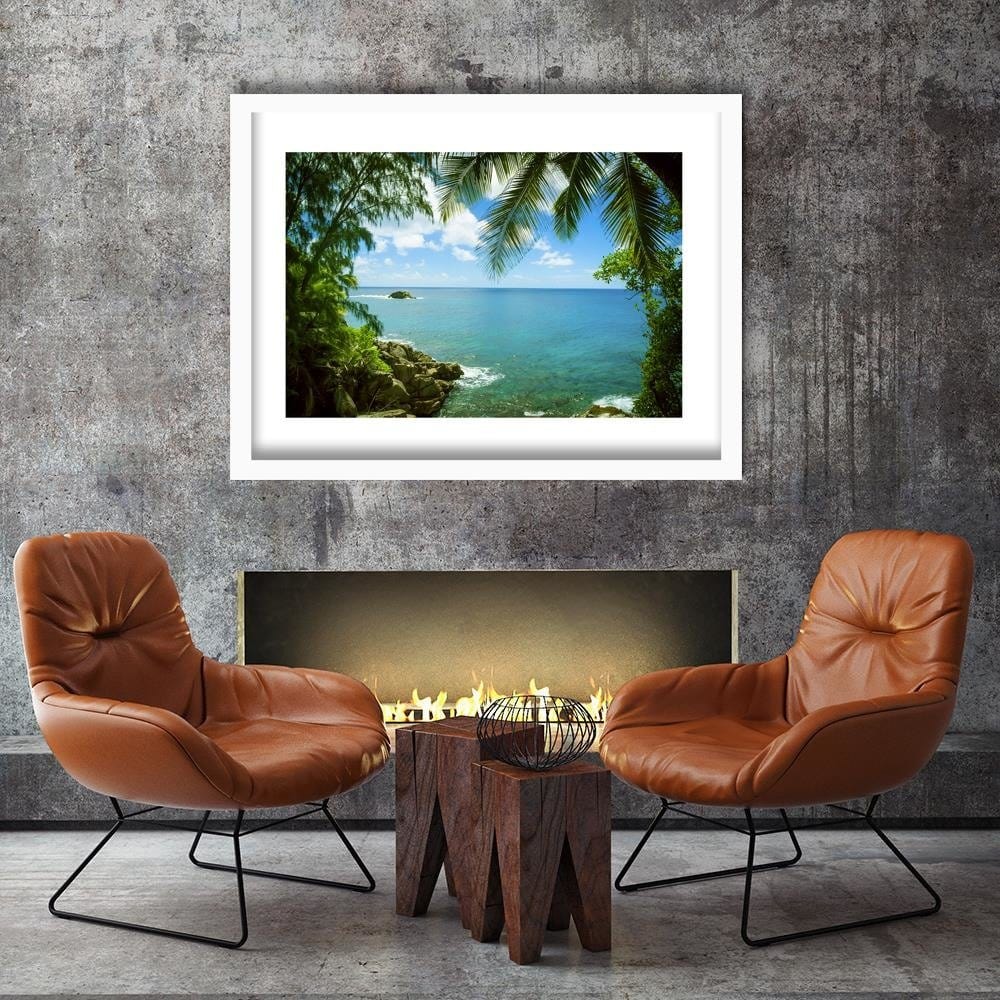 Glezna baltā rāmī - A Rock In The Sea 3  Home Trends DECO