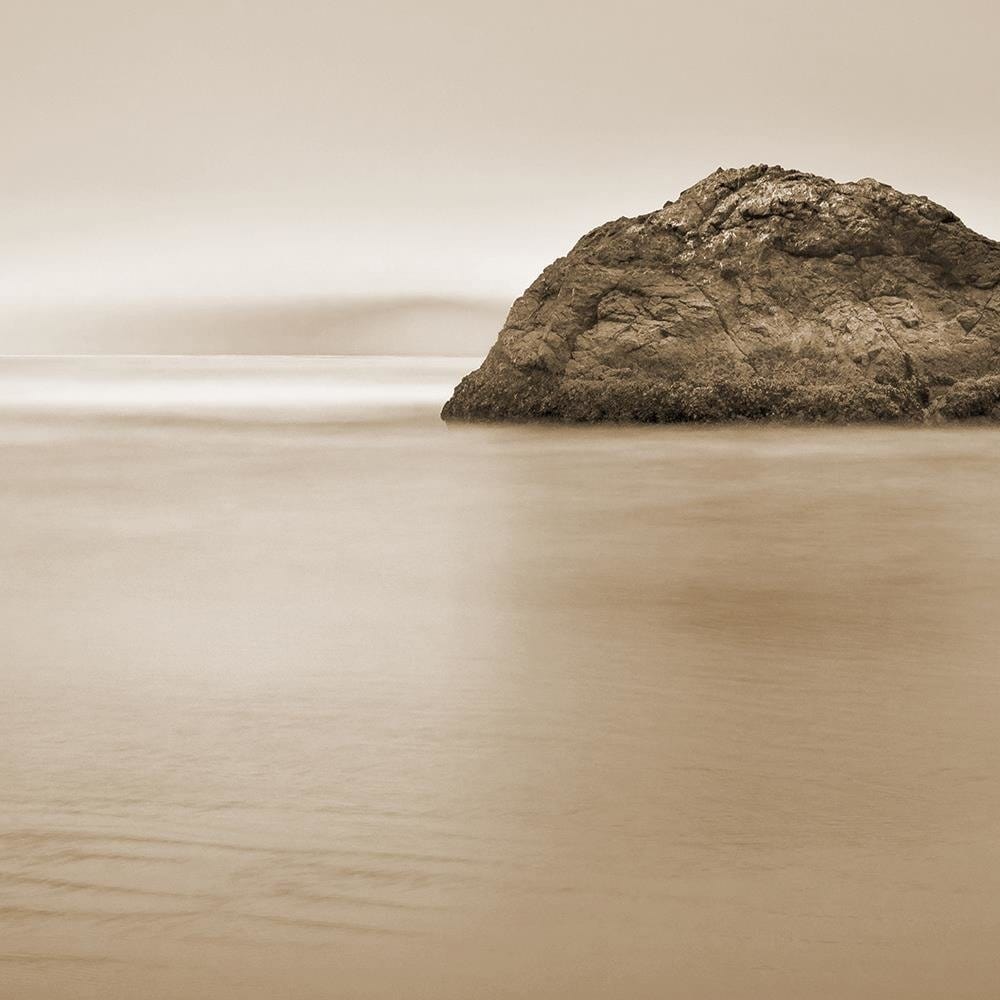 Glezna baltā rāmī - A Rock In The Sea At Dusk 1  Home Trends DECO
