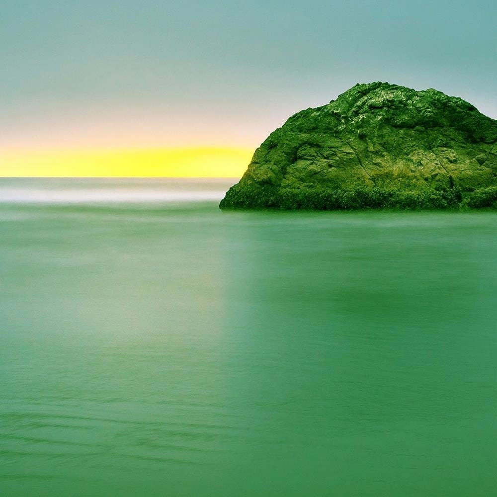 Glezna baltā rāmī - A Rock In The Sea At Dusk 3  Home Trends DECO