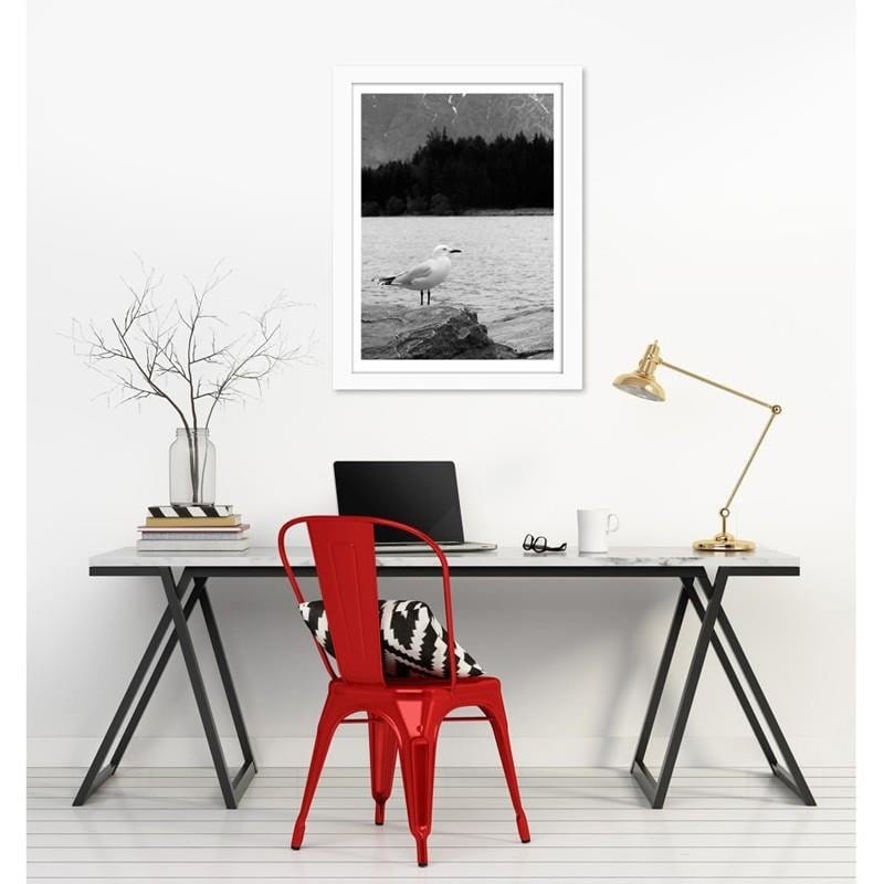 Glezna baltā rāmī - A seagull on a rock  Home Trends DECO