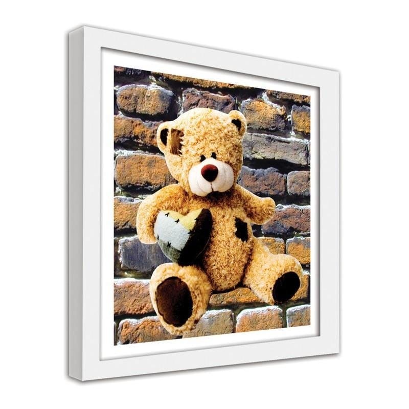 Glezna baltā rāmī - A teddy bear with a heart.  Home Trends DECO