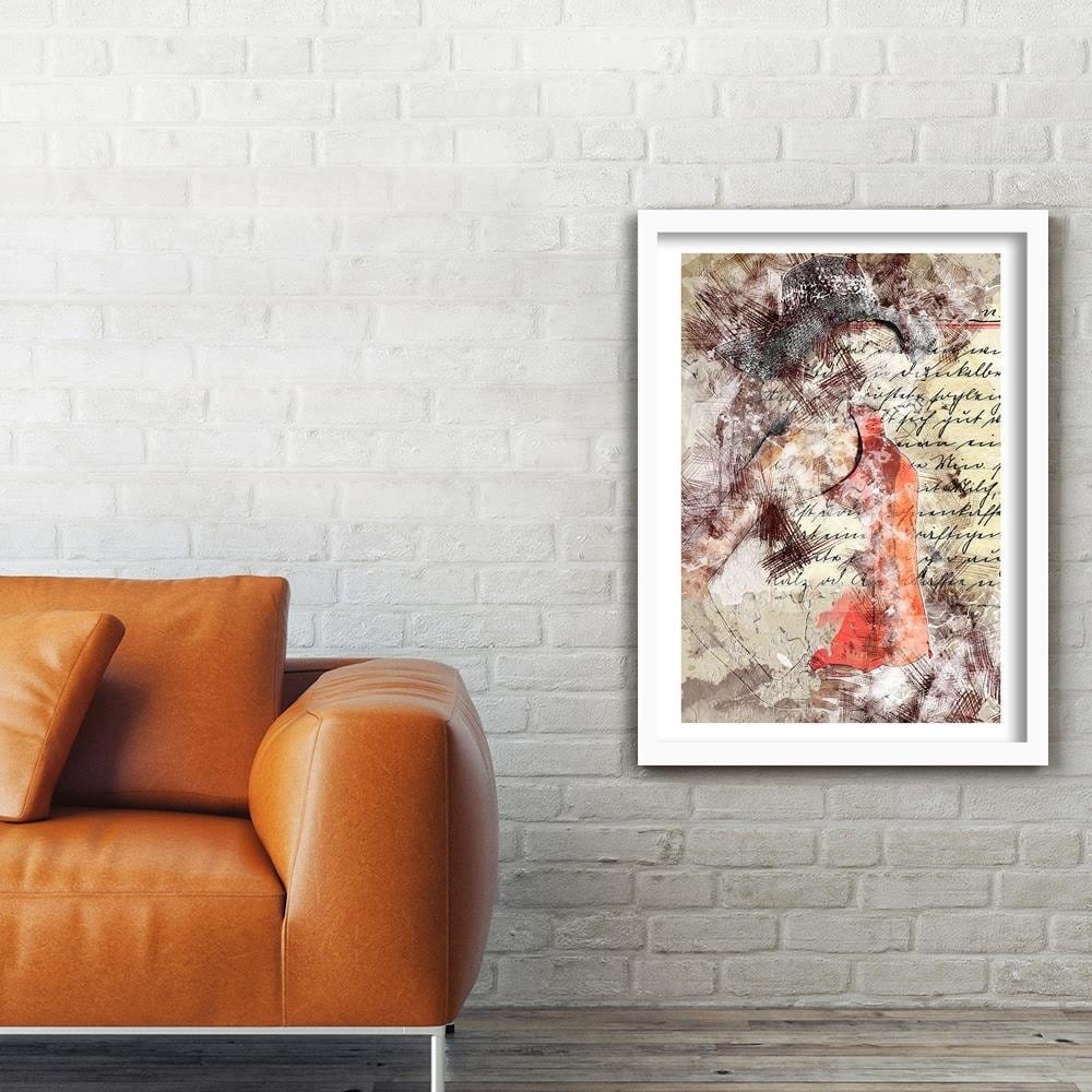 Glezna baltā rāmī - A Woman In A Hat Abstraction  Home Trends DECO
