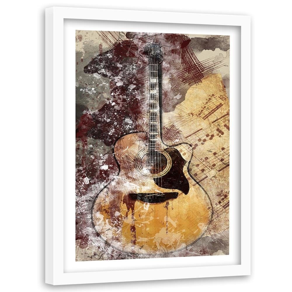Glezna baltā rāmī - Abstract Guitar  Home Trends DECO