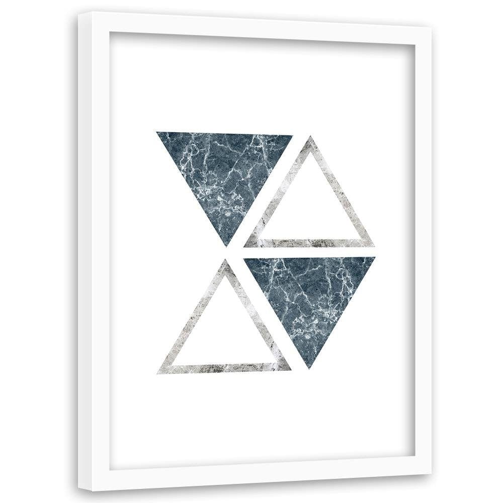 Glezna baltā rāmī - Abstract Marble Triangles  Home Trends DECO