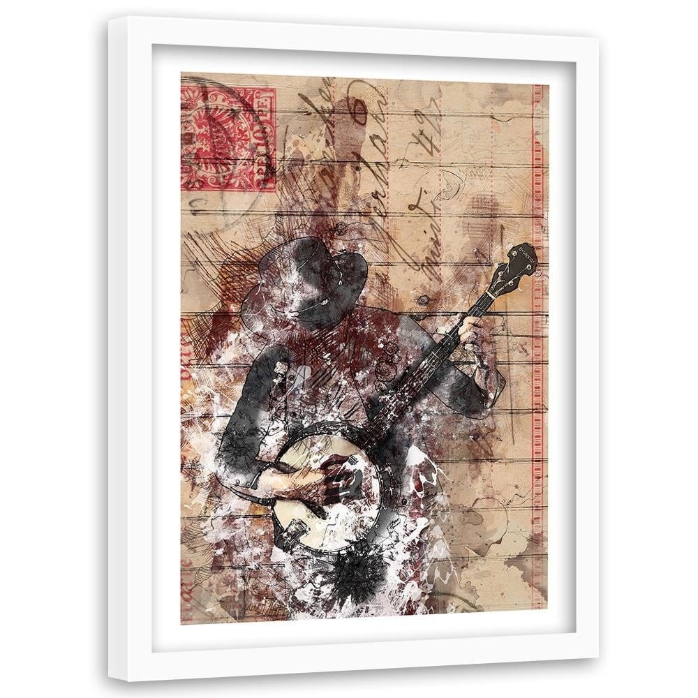 Glezna baltā rāmī - Abstract Musician  Home Trends DECO
