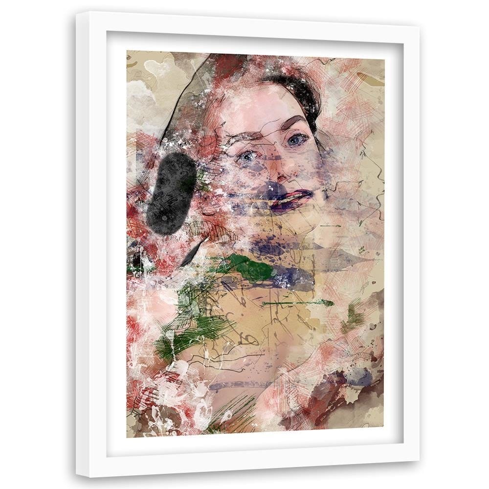 Glezna baltā rāmī - Abstract Woman's Face  Home Trends DECO