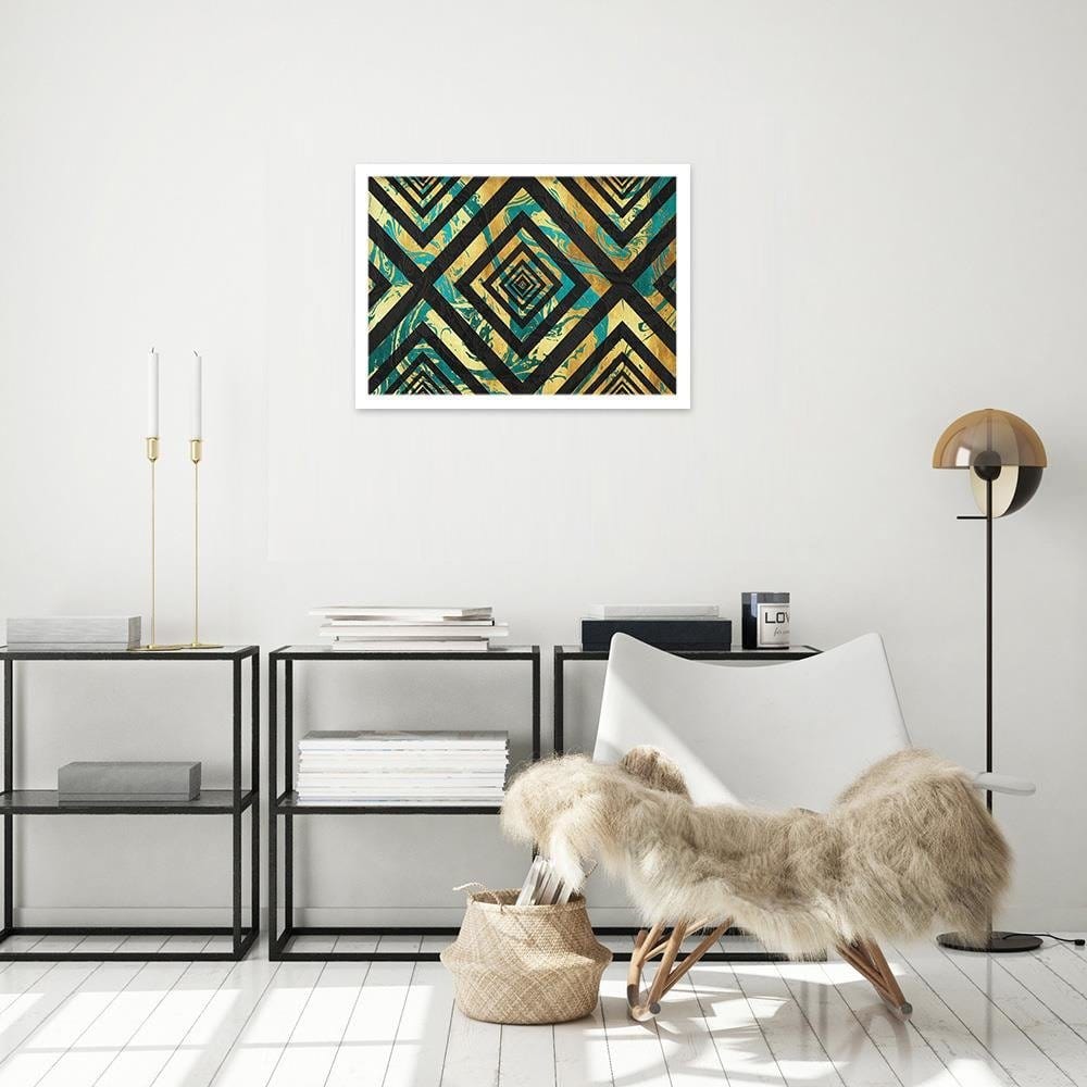 Glezna baltā rāmī - Abstraction With A Black Pattern  Home Trends DECO