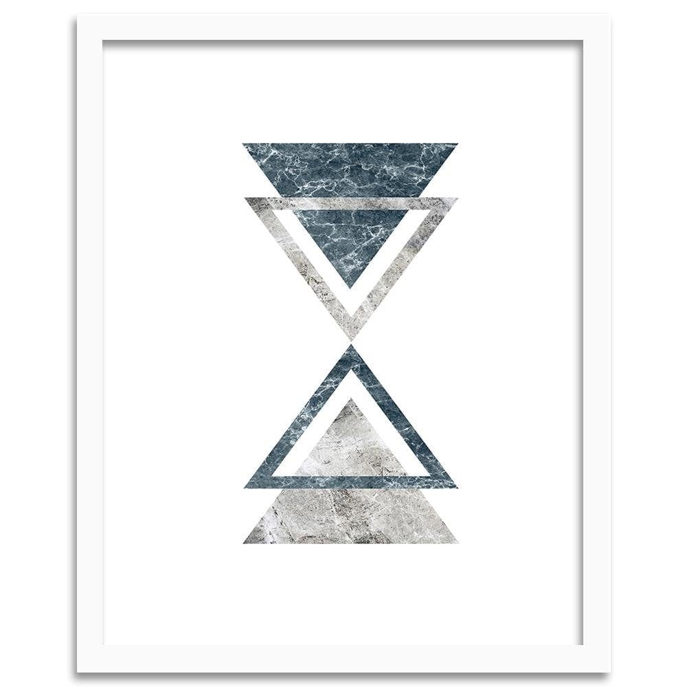 Glezna baltā rāmī - Abstraction With Marble Triangles  Home Trends DECO