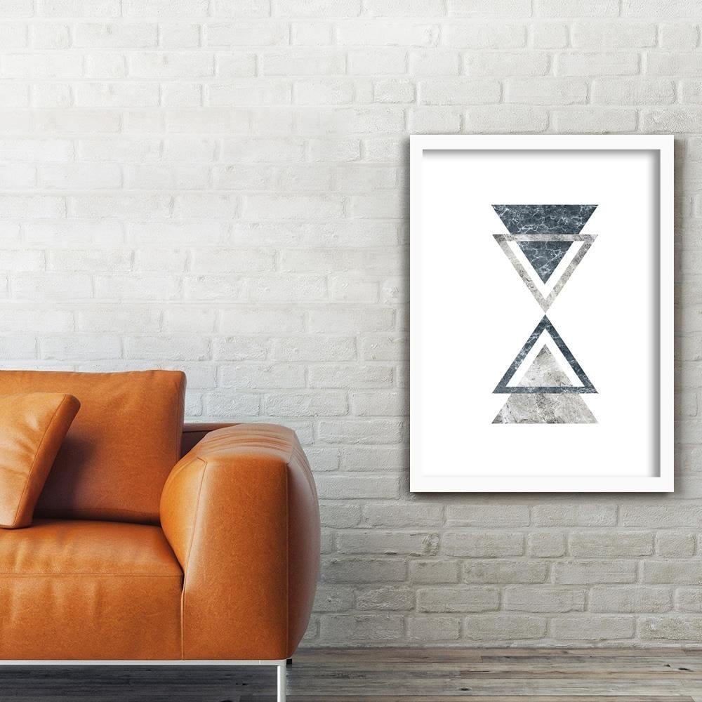 Glezna baltā rāmī - Abstraction With Marble Triangles  Home Trends DECO