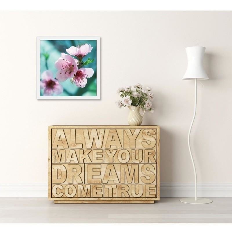 Glezna baltā rāmī - Almond pink flowers  Home Trends DECO