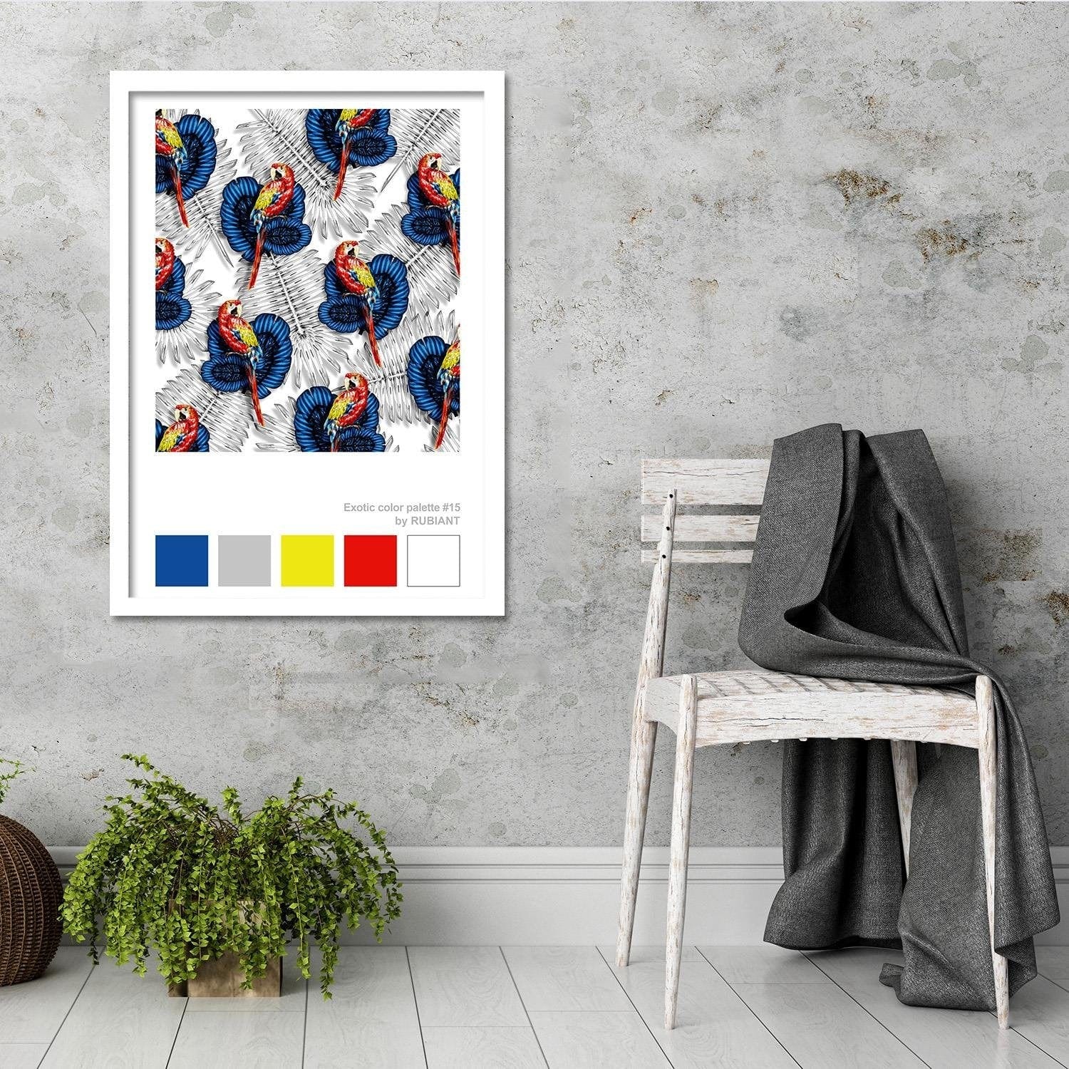 Glezna baltā rāmī - Art Print Exotic Blue  Home Trends DECO