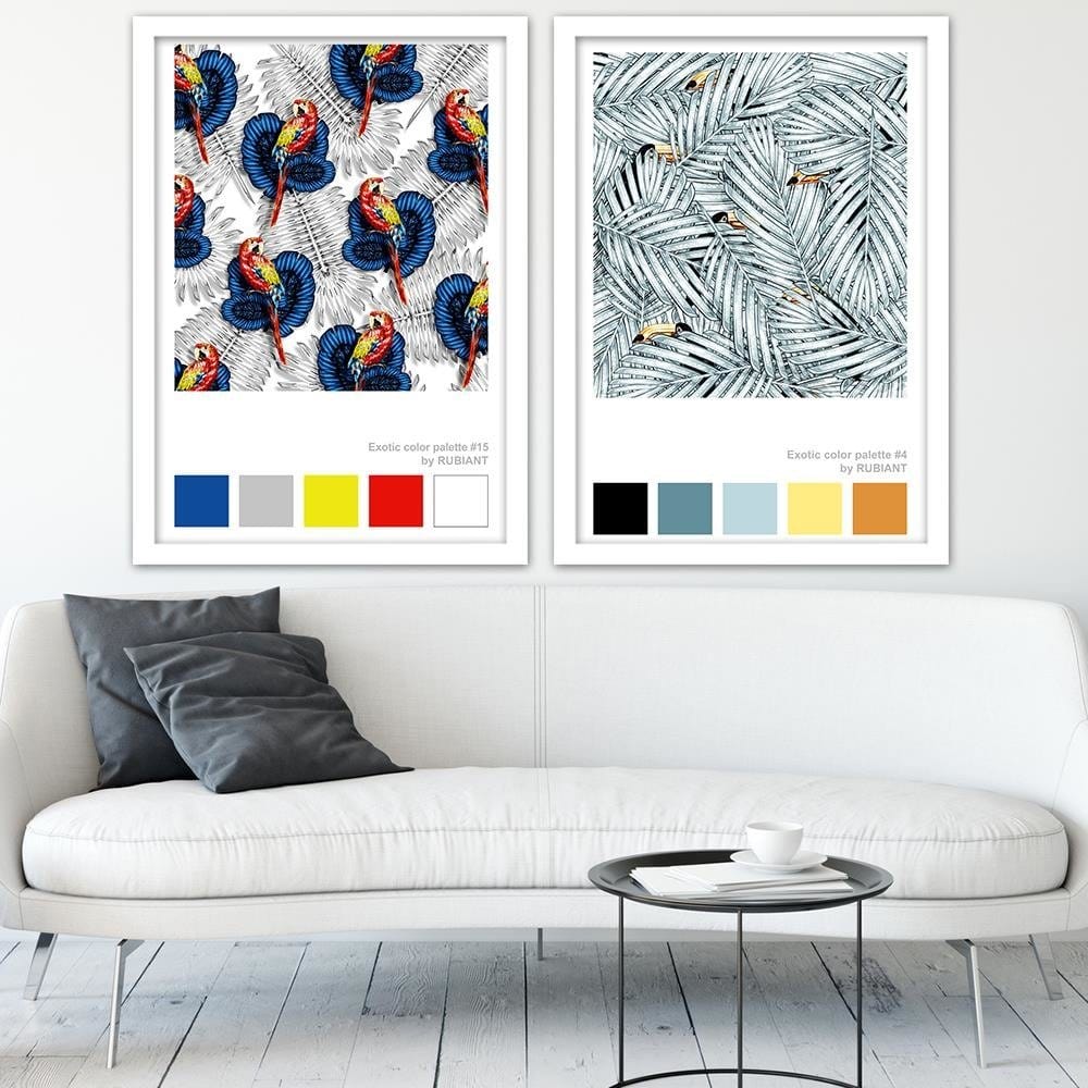 Glezna baltā rāmī - Art Print Exotic Blue  Home Trends DECO