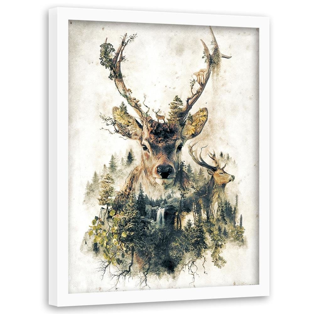 Glezna baltā rāmī - Artistic Deer  Home Trends DECO