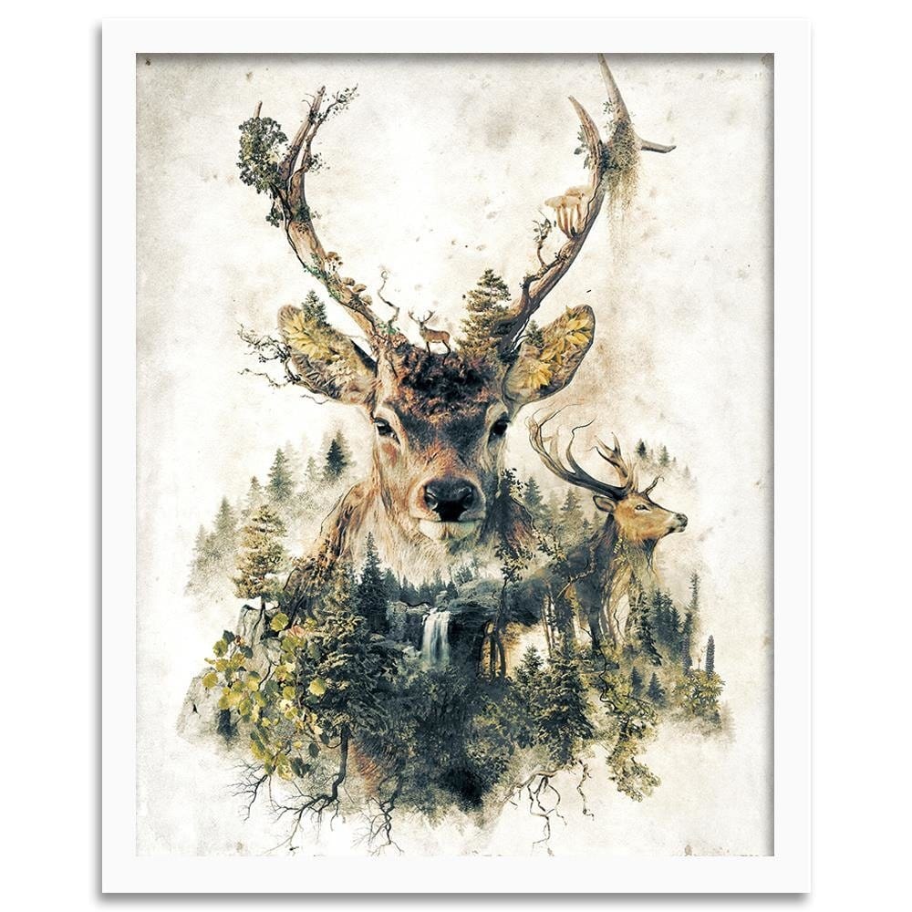 Glezna baltā rāmī - Artistic Deer  Home Trends DECO