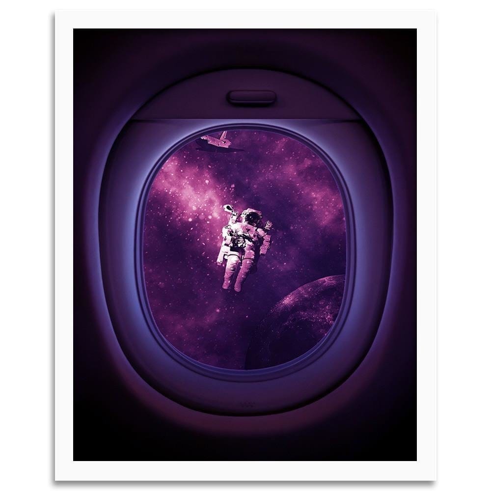 Glezna baltā rāmī - Artwork Image Astronaut Purple  Home Trends DECO