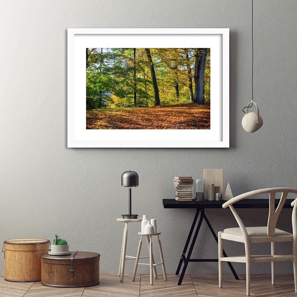 Glezna baltā rāmī - Autumn Leaves In The Park  Home Trends DECO