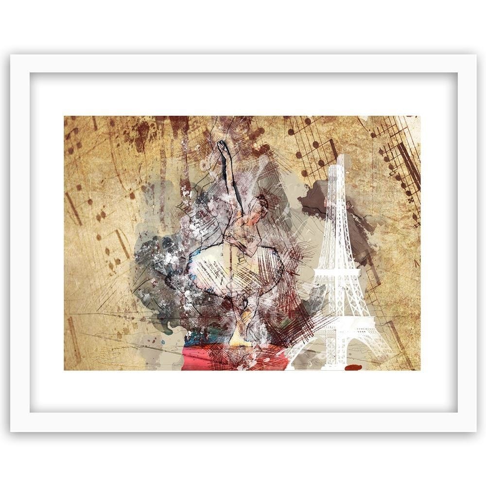 Glezna baltā rāmī - Ballerina And The Eiffel Tower  Home Trends DECO