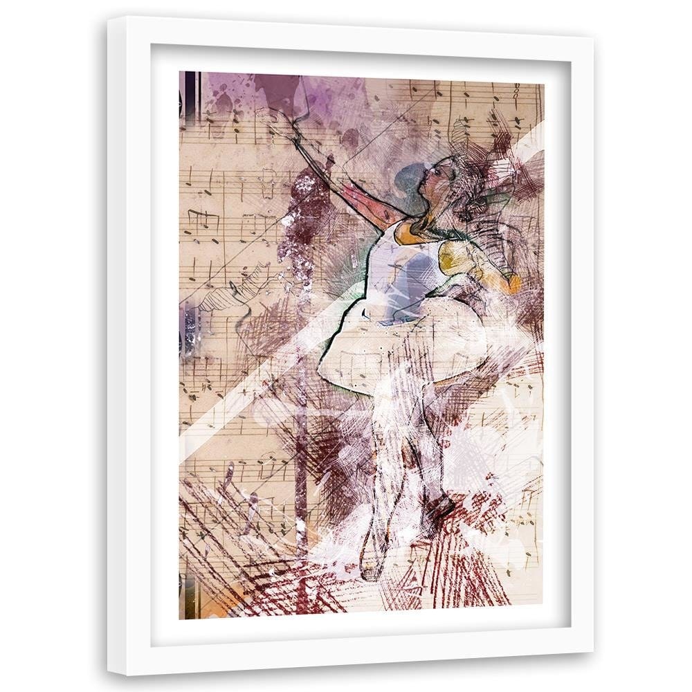 Glezna baltā rāmī - Ballerina In A White Dress  Home Trends DECO