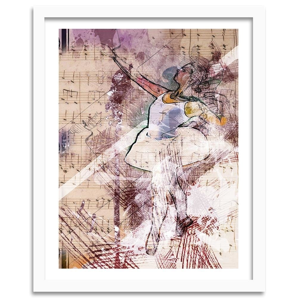Glezna baltā rāmī - Ballerina In A White Dress  Home Trends DECO
