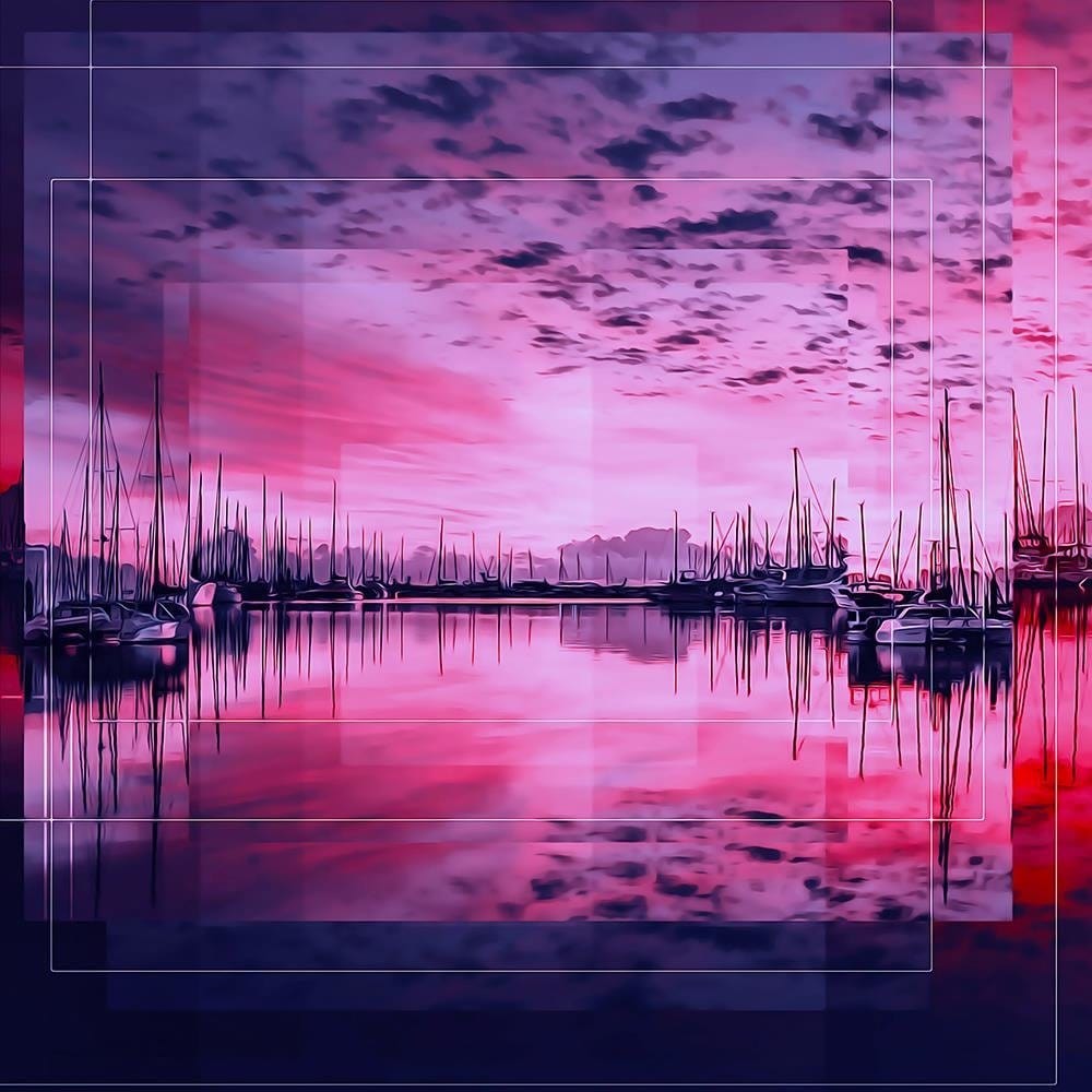 Glezna baltā rāmī - Bay With Boats 1  Home Trends DECO