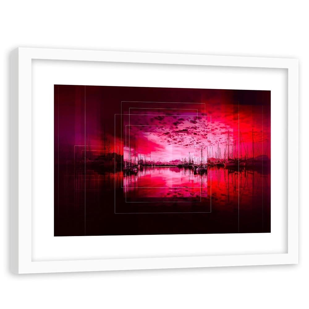 Glezna baltā rāmī - Bay With Boats 2  Home Trends DECO