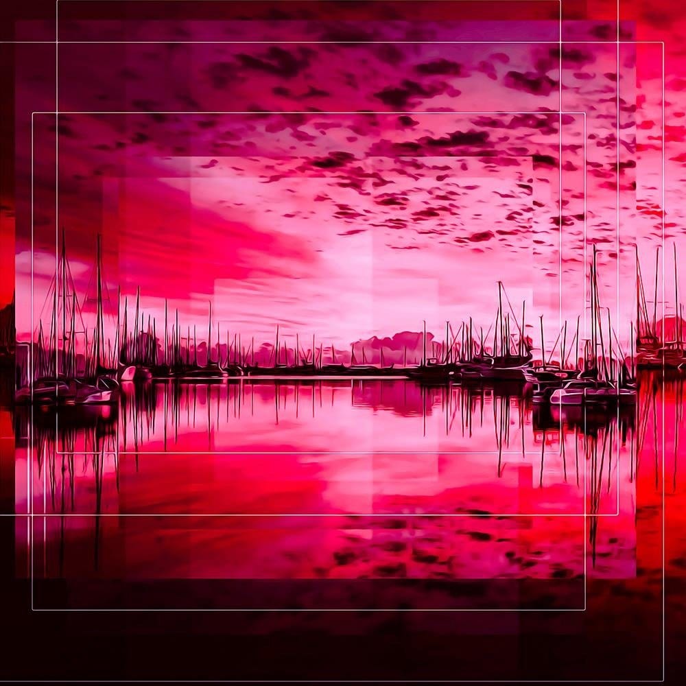 Glezna baltā rāmī - Bay With Boats 2  Home Trends DECO