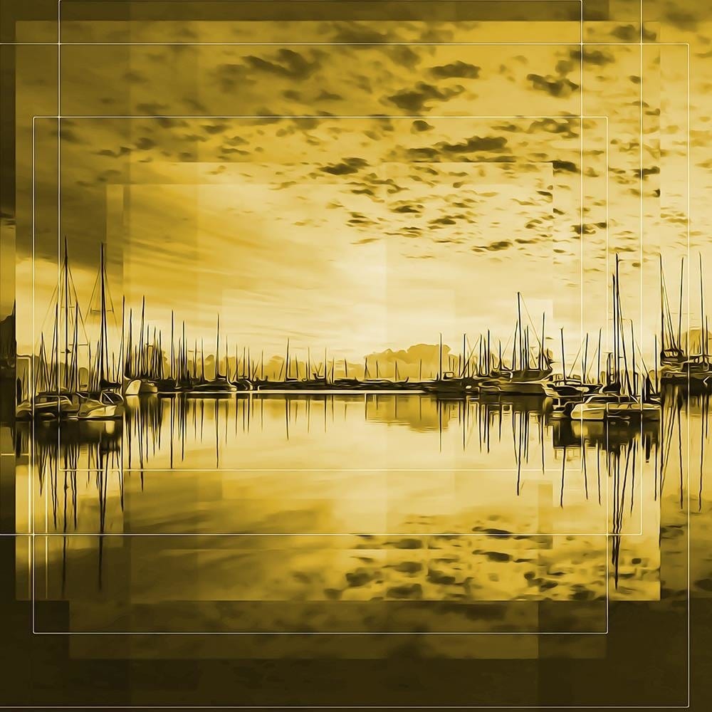 Glezna baltā rāmī - Bay With Boats 3  Home Trends DECO