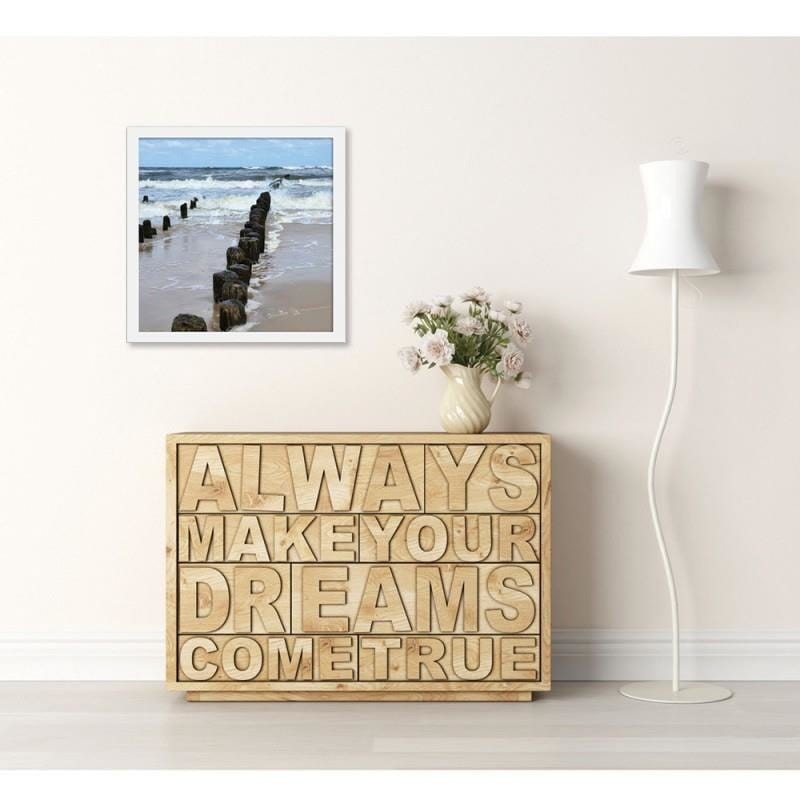 Glezna baltā rāmī - Beach breakwaters 3  Home Trends DECO