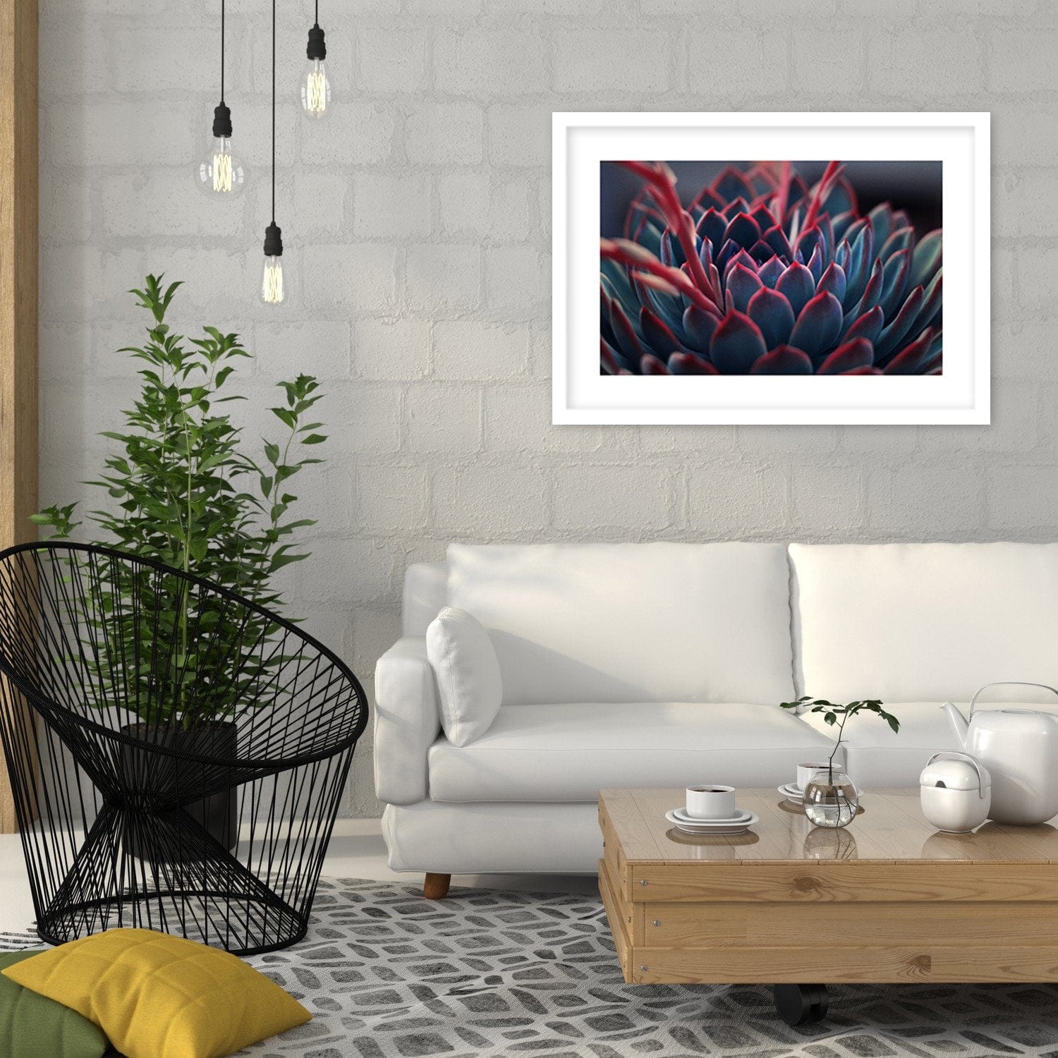 Glezna baltā rāmī - Beautiful Plant  Home Trends DECO