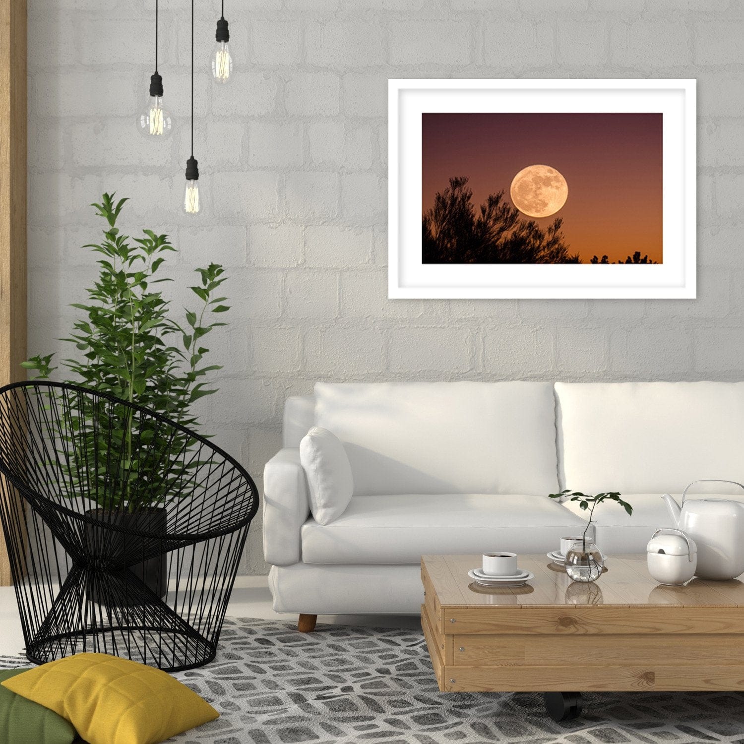 Glezna baltā rāmī - Big Moon  Home Trends DECO