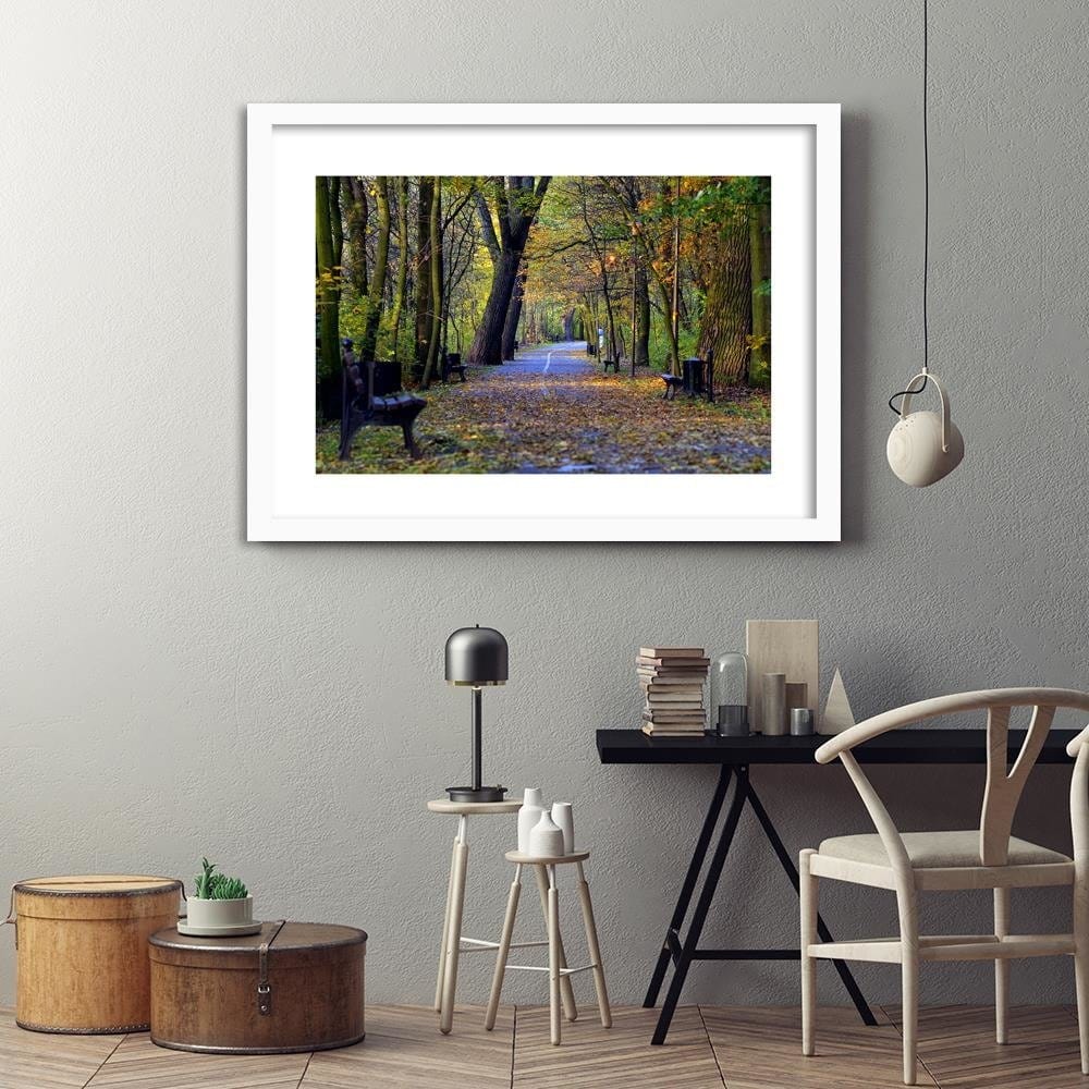 Glezna baltā rāmī - Bike Path In The Park  Home Trends DECO