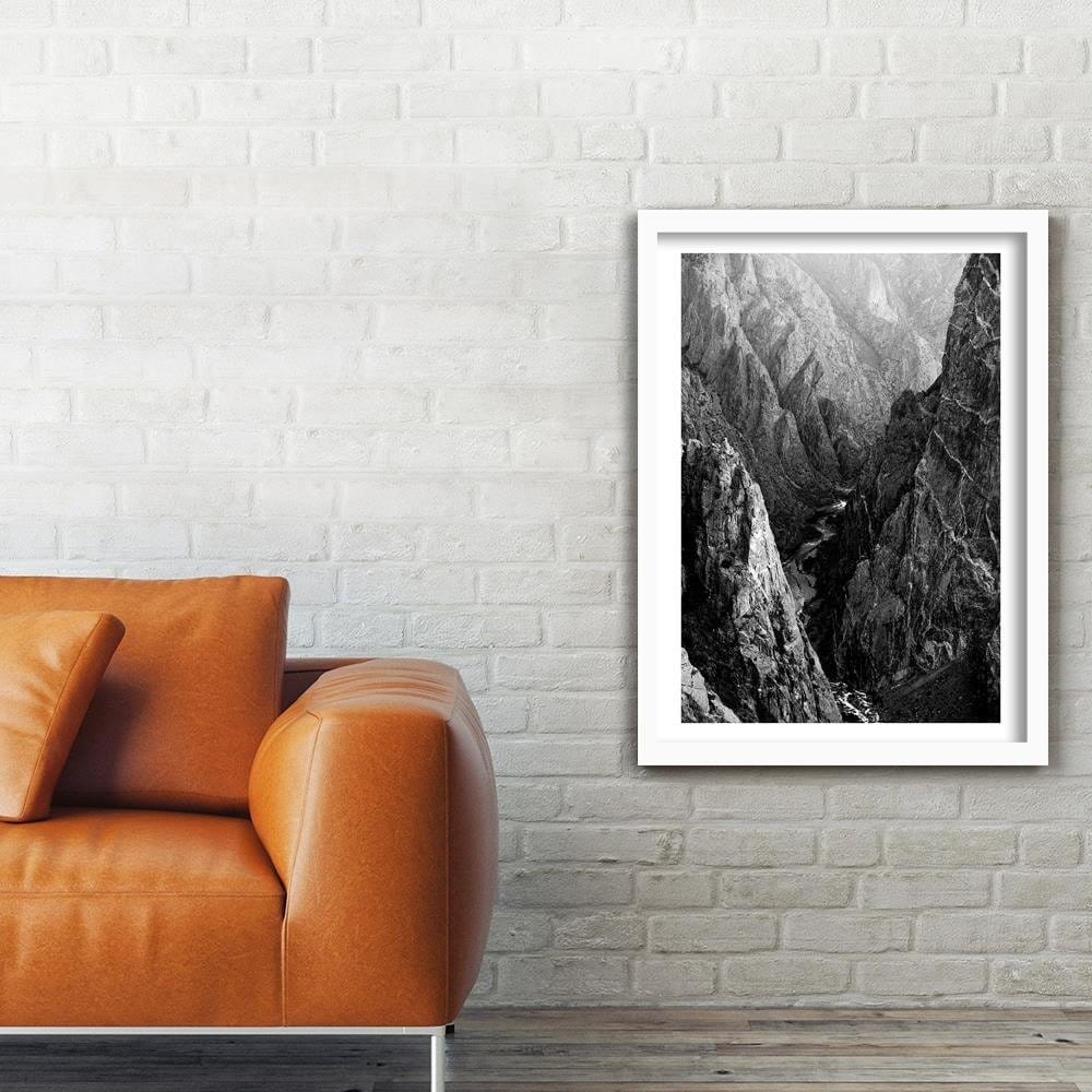 Glezna baltā rāmī - Black And White Mountain Landscape  Home Trends DECO