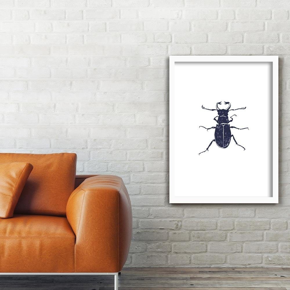 Glezna baltā rāmī - Black Beetle  Home Trends DECO