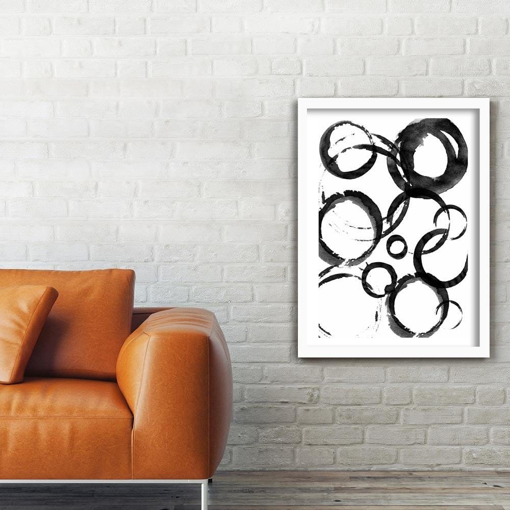 Glezna baltā rāmī - Black Circles  Home Trends DECO