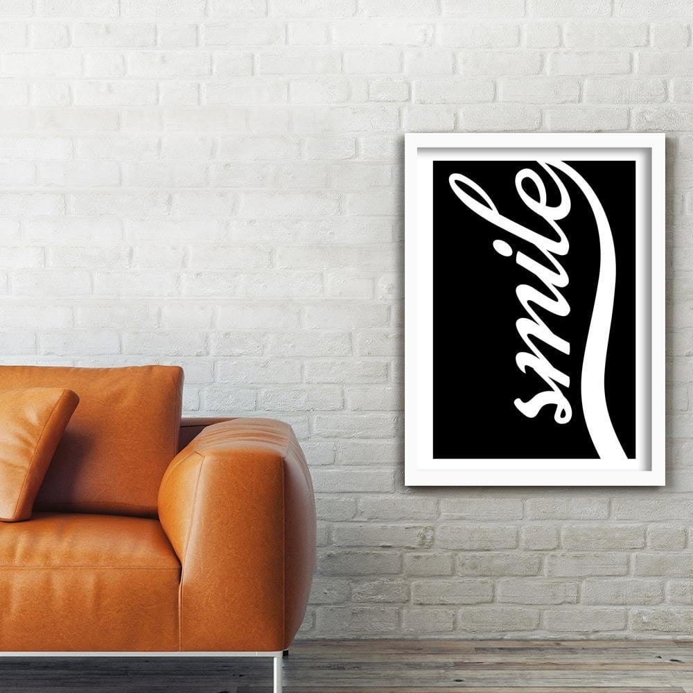 Glezna baltā rāmī - Black Smile  Home Trends DECO