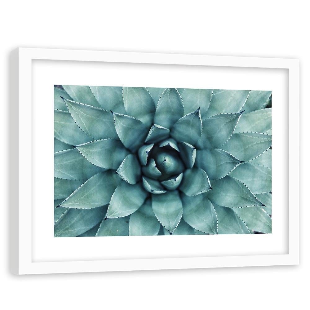 Glezna baltā rāmī - Blue Aloe  Home Trends DECO