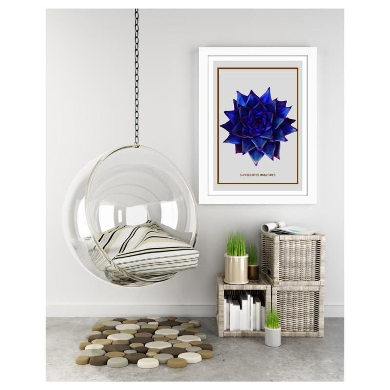 Glezna baltā rāmī - Blue cactus 2  Home Trends DECO