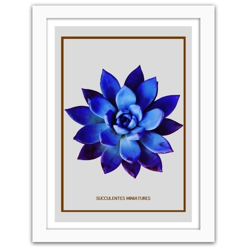 Glezna baltā rāmī - Blue cactus 3  Home Trends DECO
