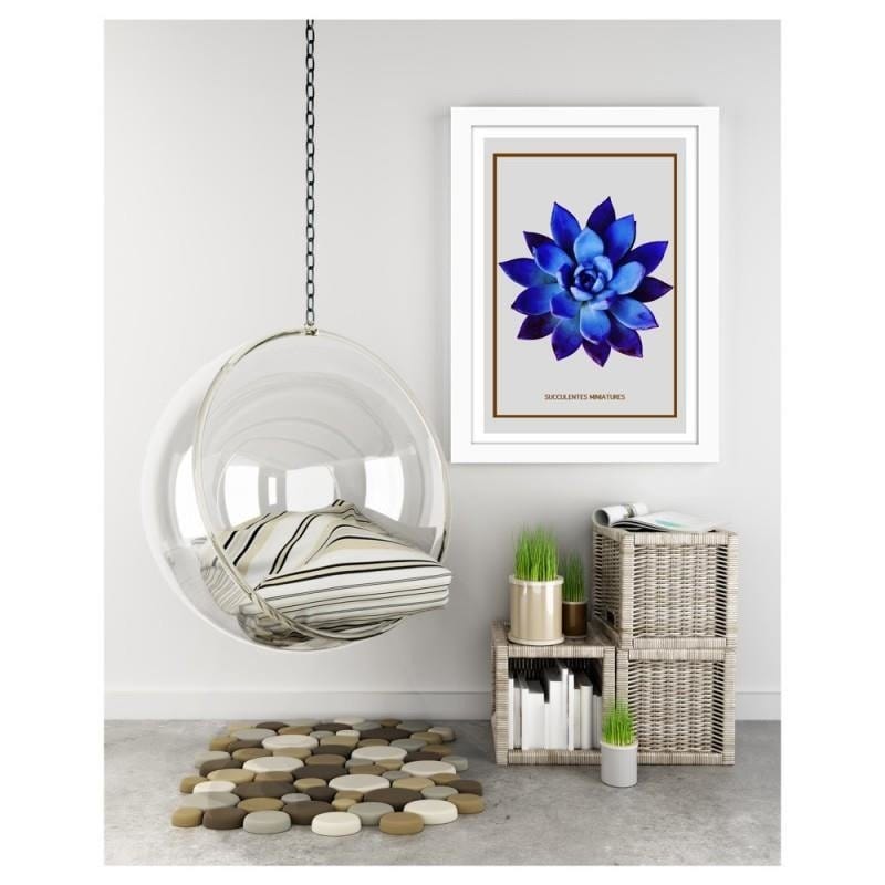 Glezna baltā rāmī - Blue cactus 3  Home Trends DECO