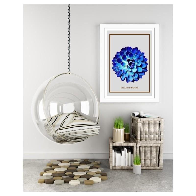 Glezna baltā rāmī - Blue cactus 4  Home Trends DECO