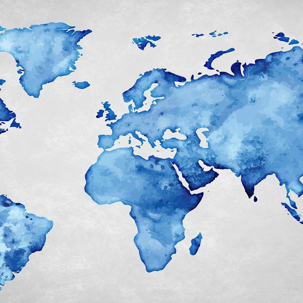 Glezna baltā rāmī - Blue Map Of The World  Home Trends DECO