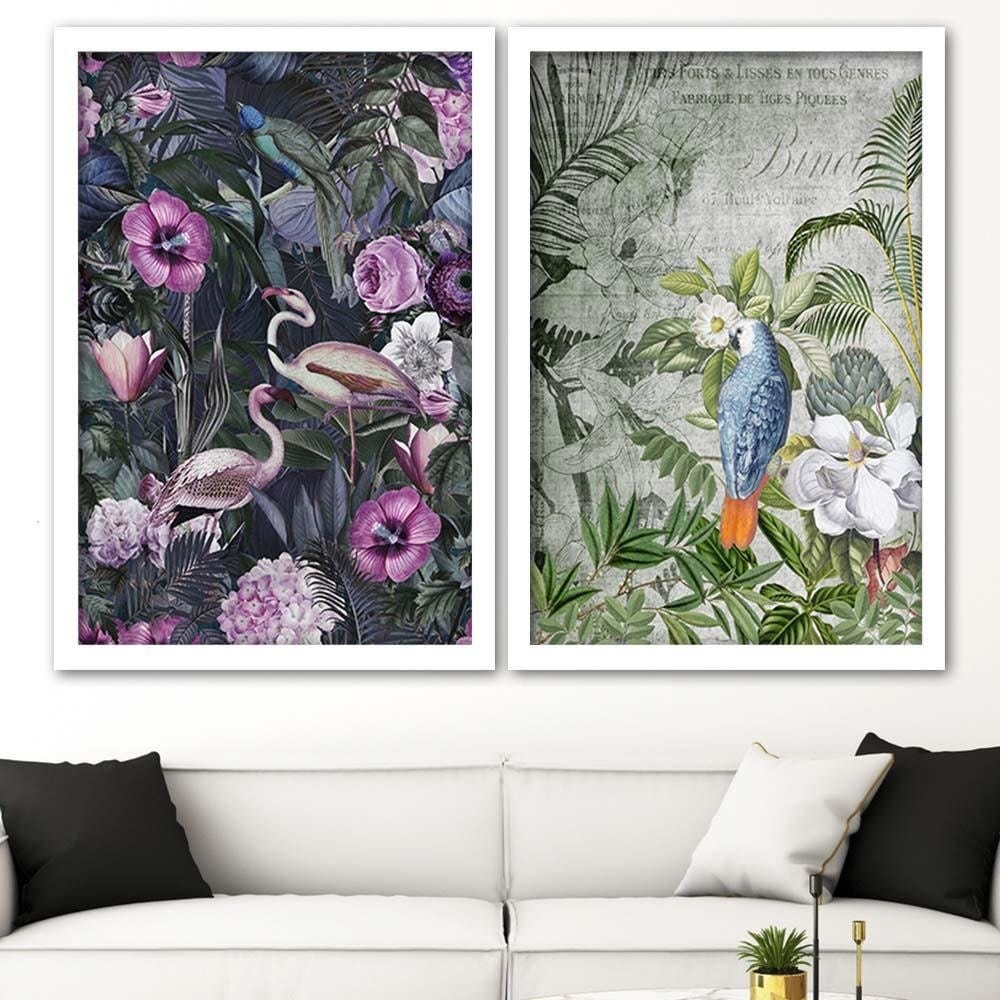 Glezna baltā rāmī - Blue Parrot  Home Trends DECO