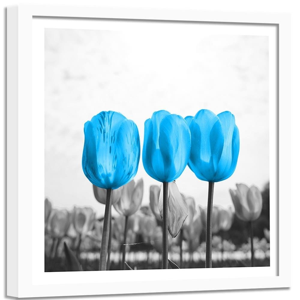 Glezna baltā rāmī - Blue Tulips  Home Trends DECO