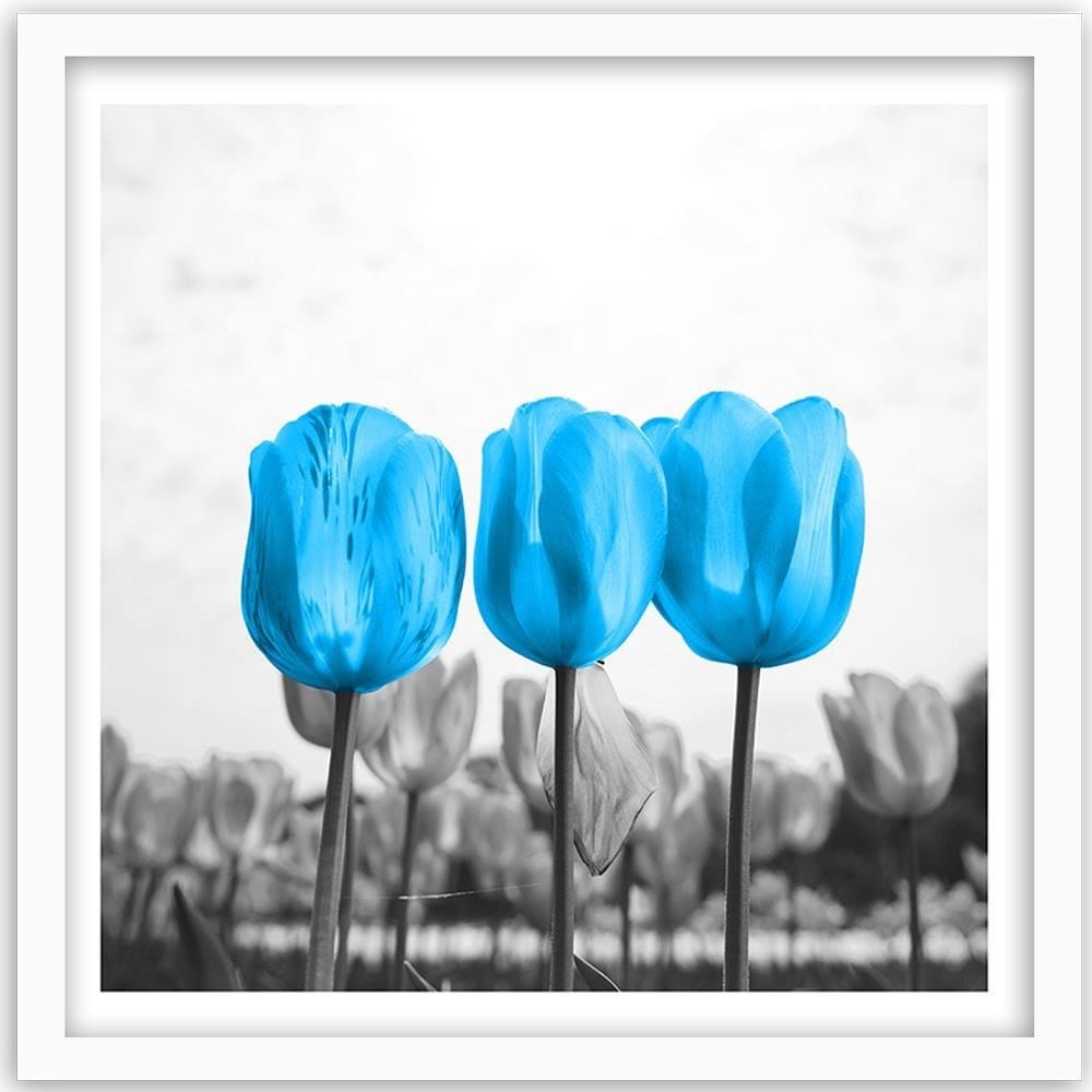 Glezna baltā rāmī - Blue Tulips  Home Trends DECO