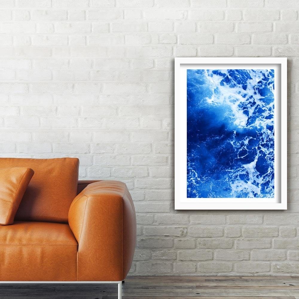 Glezna baltā rāmī - Blue Waves  Home Trends DECO