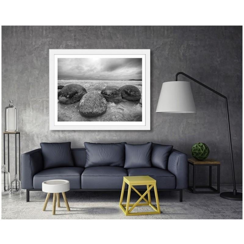 Glezna baltā rāmī - Boulders on the shore  Home Trends DECO
